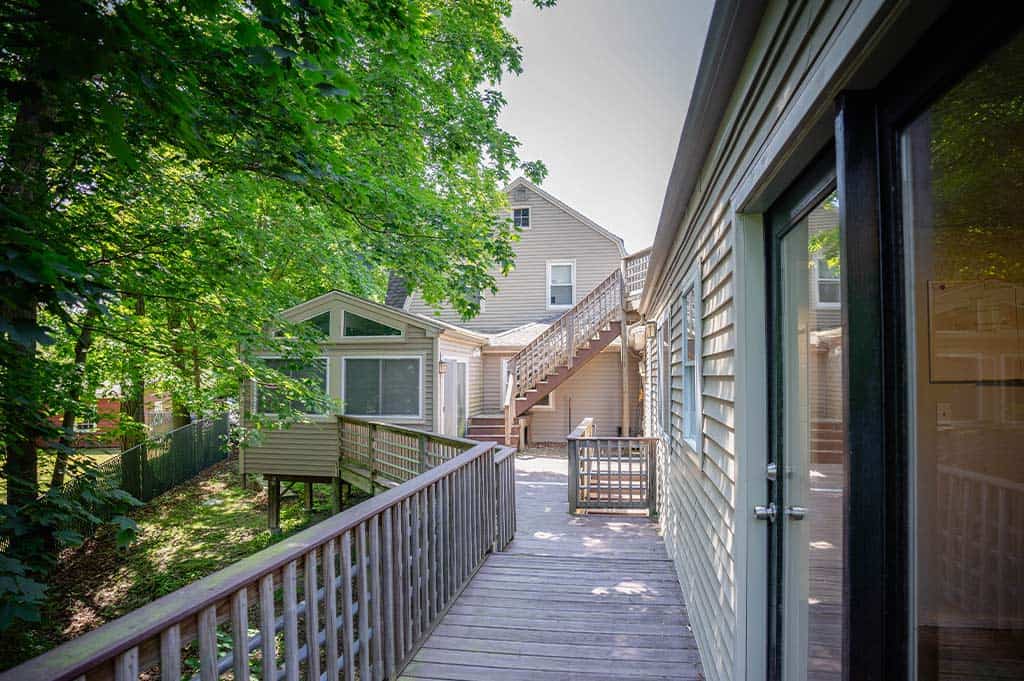 exterior deck at Rockland Recovery's sober living in Rockland, MA